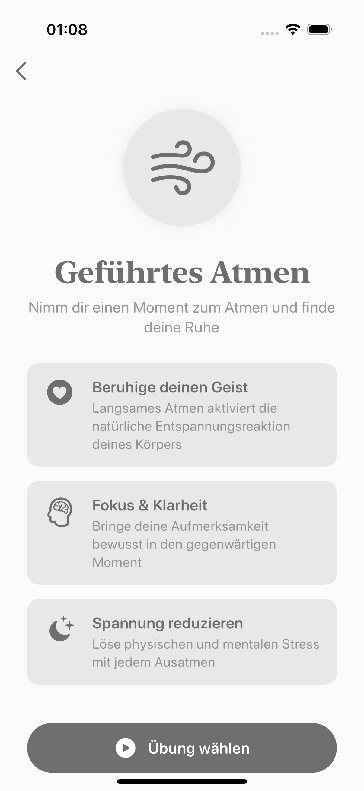 Angeleitete Atemübung in Balmi