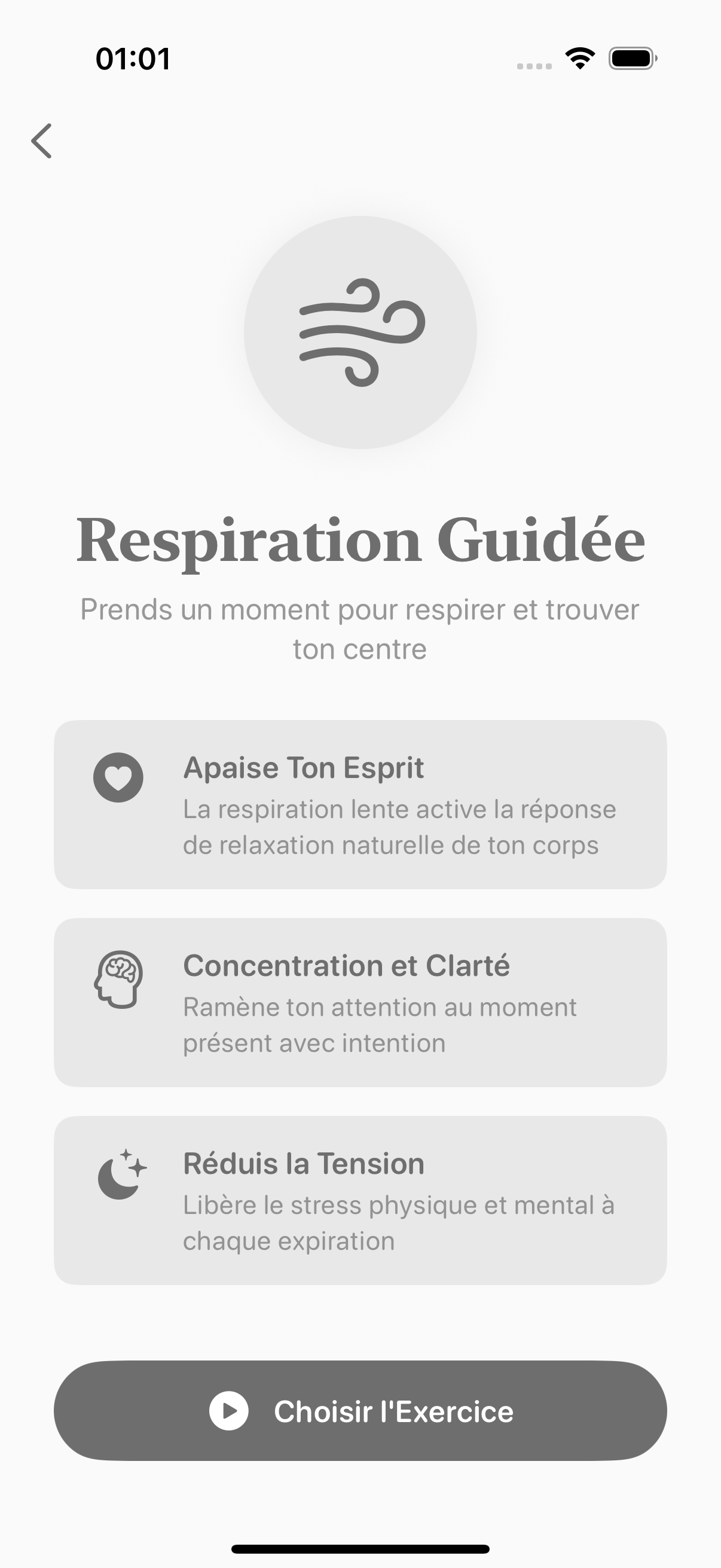 Exercice de respiration guidée dans Balmi