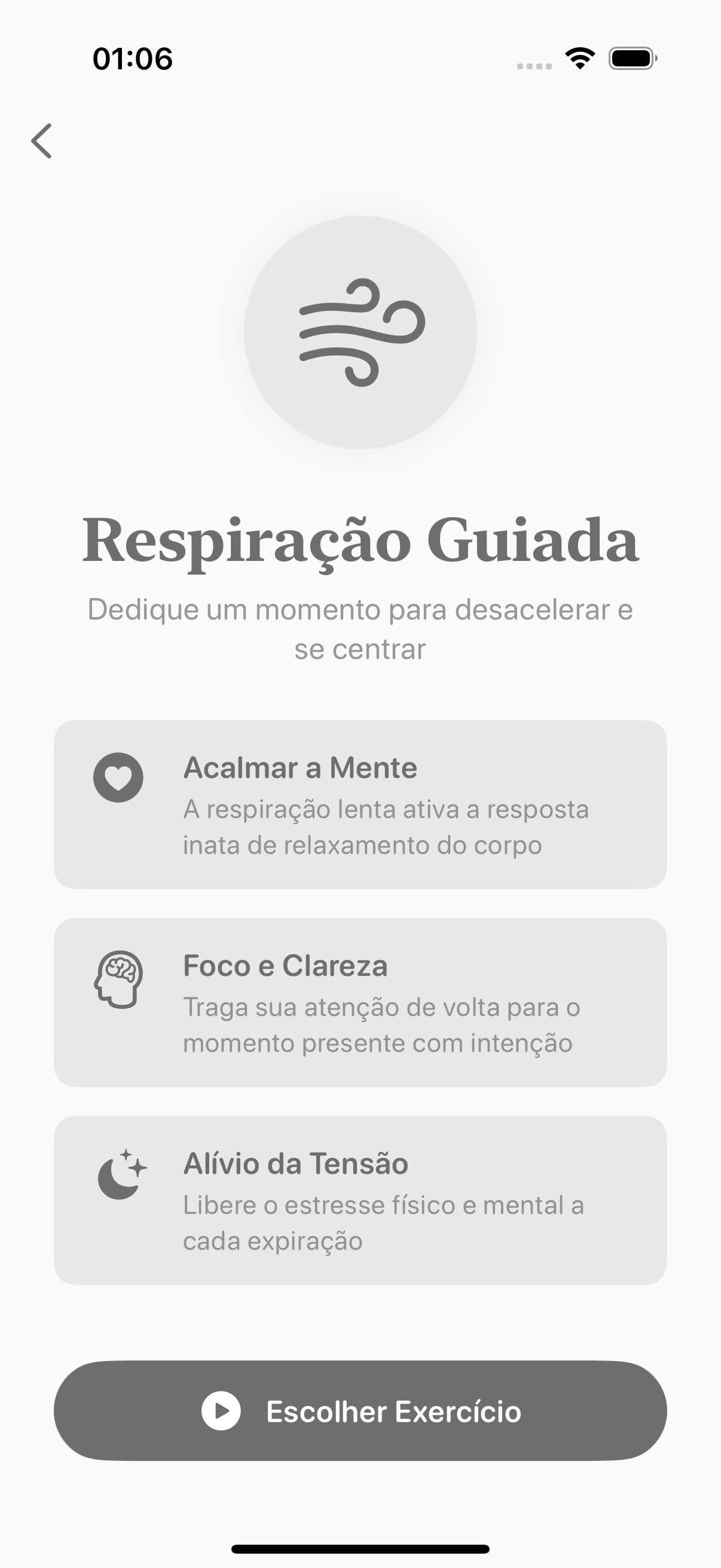 Prática de respiração guiada no Balmi